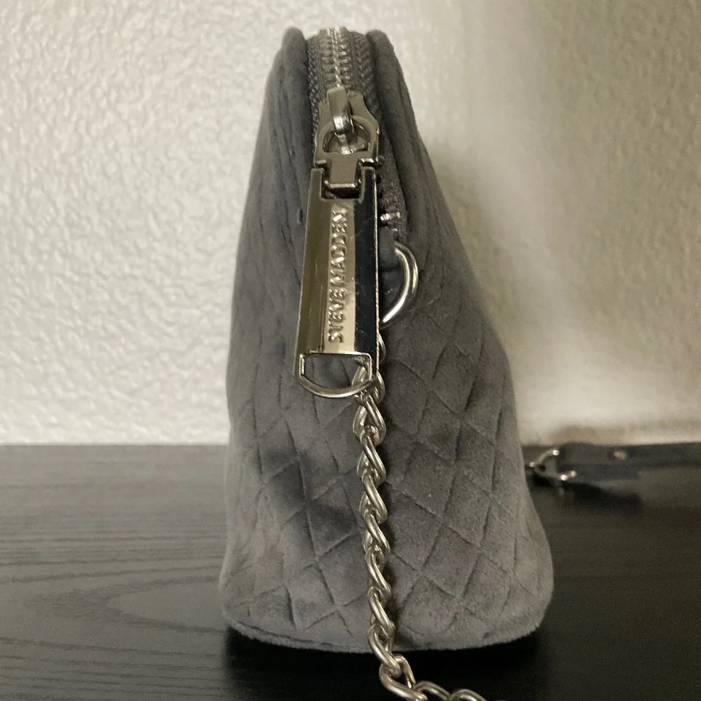 Steve Madden Crossbody Grey Diamond Pattern Velvet Feel